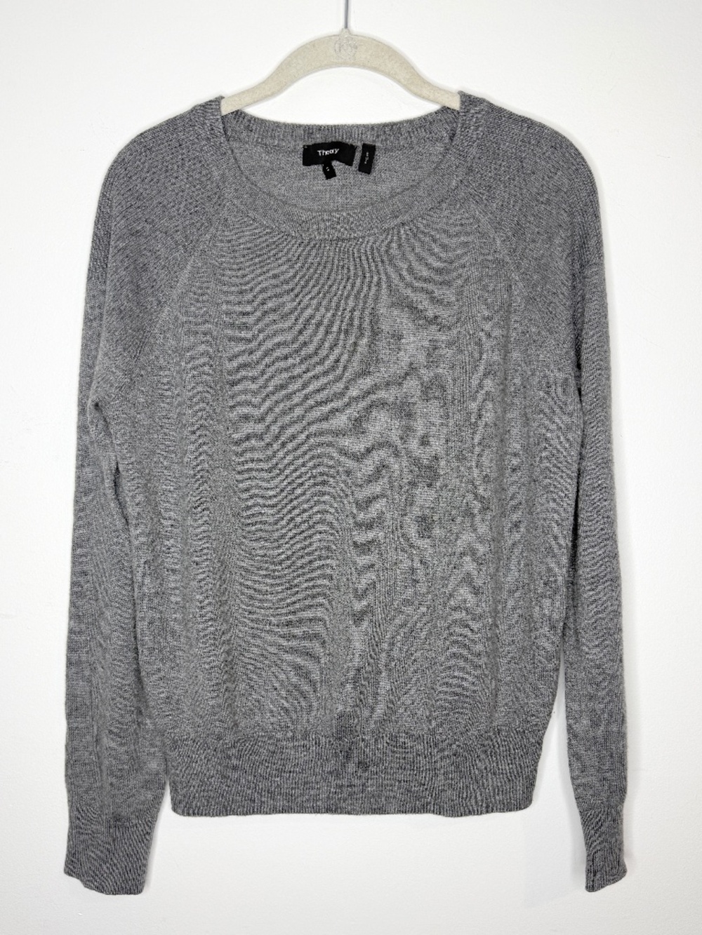 Theory Gray Merino Wool Blend Crewneck Sweater S